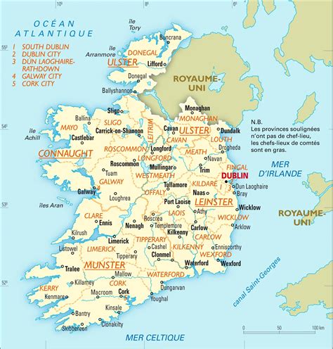 Carte de l'Irlande avec le comté de Roscommon mis en évidence