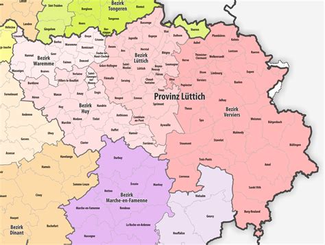 Carte de la province de Liège avec les zones de livraison de gazon en rouleau