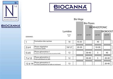 Représentation visuelle des différents éléments du kit d'engrais BIOCANNA