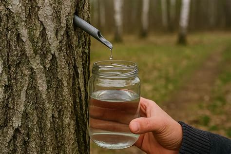 Récolte traditionnelle de la sève de bouleau
