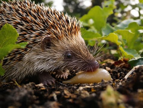 Hérisson se nourrissant de limaces
