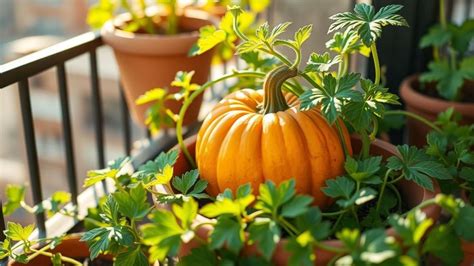 Photographie d'un plant d'arachide en pot sur un balcon ensoleillé