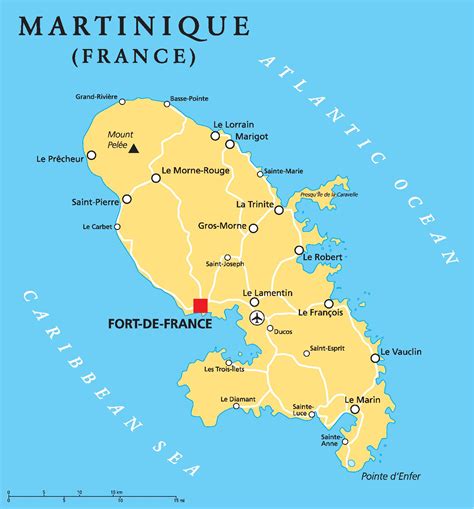 Plan de la Martinique avec la localisation du Morne Rouge