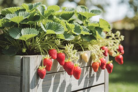 fraisier Charlotte en jardinière ensoleillée