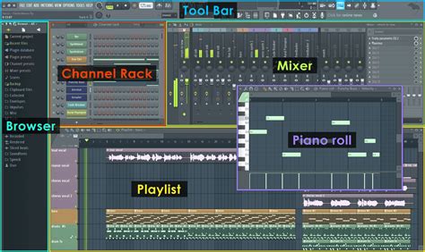 Interface de FL Studio montrant le Channel Rack et le Mixer