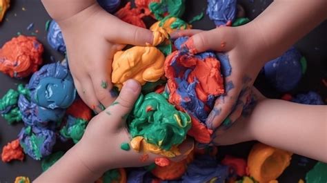 Enfants jouant avec de la pâte à modeler au café
