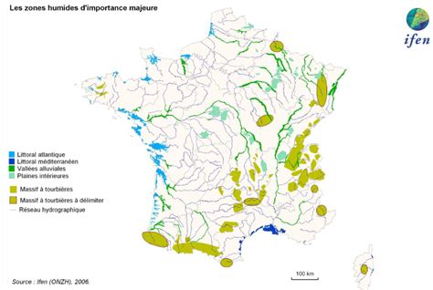 carte de répartition des zones forestières humides en Alsace