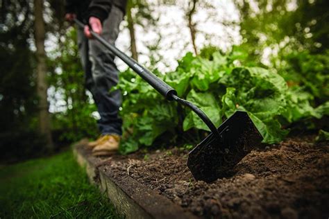 jardinier utilisant une binette dans un potager