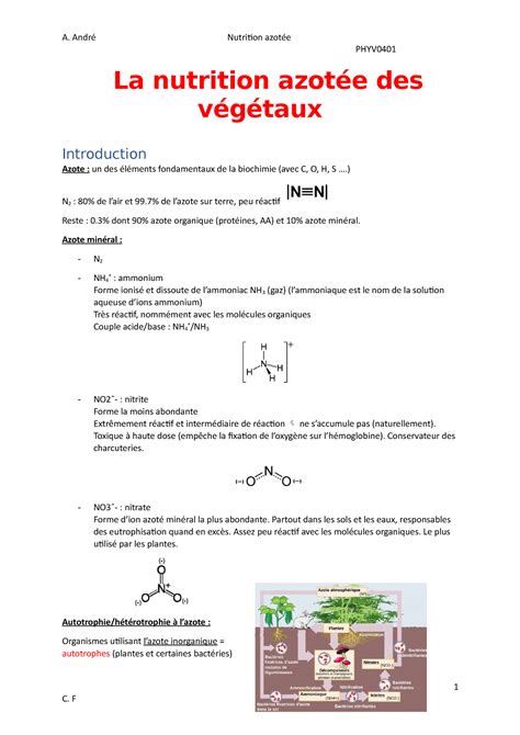 Optimisation de la nutrition azotée
