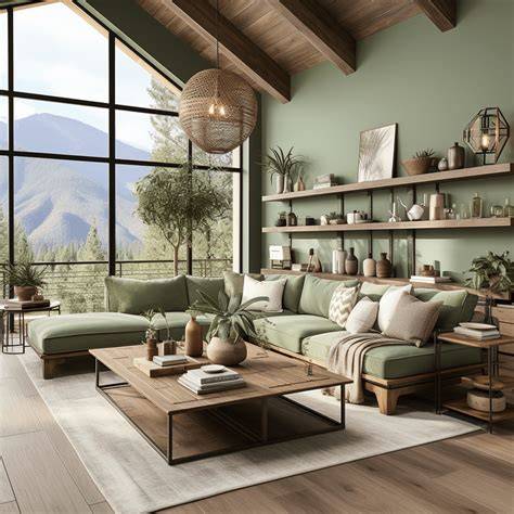 Une étagère en bois naturel garnie de diverses plantes vertes dans un salon lumineux