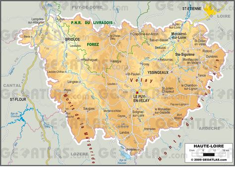 Carte de la Haute-Loire montrant Yssingeaux