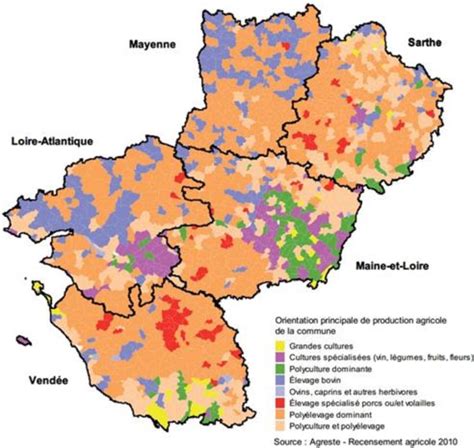 Carte des zones agricoles fertiles en Pays de la Loire