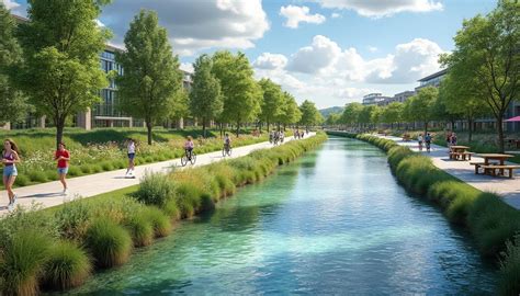 Schéma conceptuel de la reconquête des berges et intégration du talus végétalisé