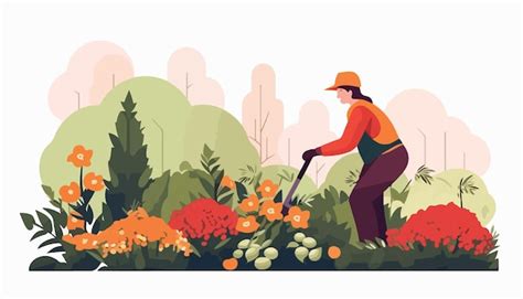 Illustration d'un personnage récoltant des ressources dans un environnement luxuriant