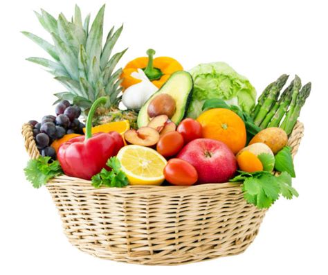 panier rempli de fruits et légumes frais