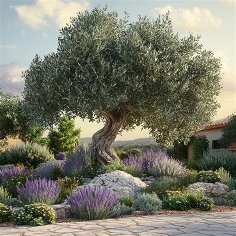 Image d'un massif de plantes méditerranéennes paillé avec de la pouzzolane