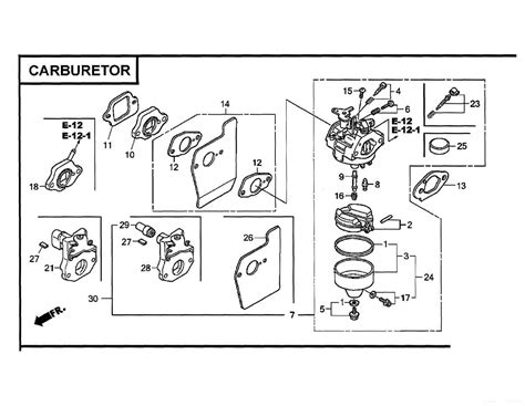 Schéma éclaté moteur Honda GCV 160 avec légende des pièces