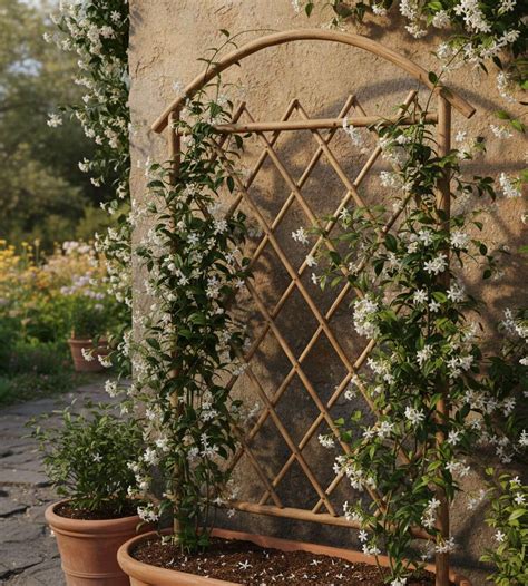 Jasmin étoilé en fleurs sur un treillis