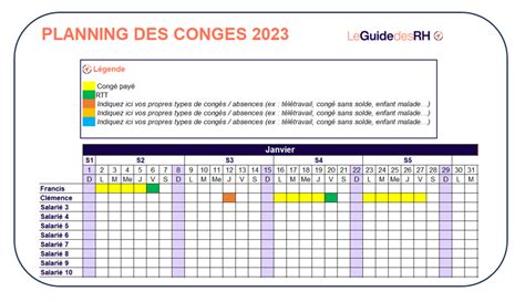 Illustration d'un calendrier avec des jours de congés et de révision