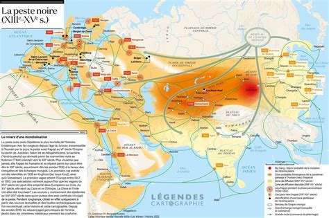 Carte de l'origine et de la diffusion du prunier