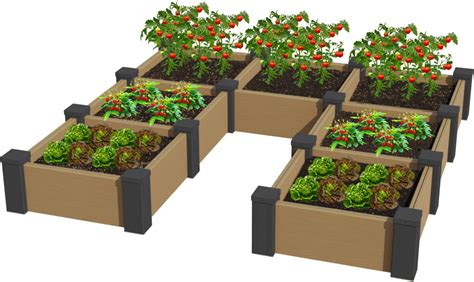 Schéma illustrant la structure d'un carré potager en lames composites avec ses angles renforcés