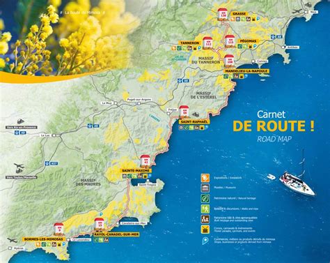 Carte de la Route du Mimosa dans le Sud de la France