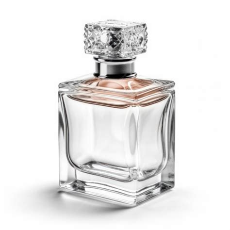Un flacon de parfum élégant posé sur un fond évoquant des pierres précieuses et des pétales d'hibiscus