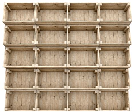 une étagère de cave propre avec des cagettes en bois contenant des pommes bien rangées