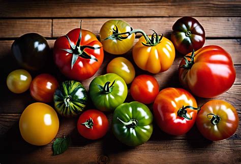 Palette de variétés de tomates anciennes récoltées dans un panier en osier