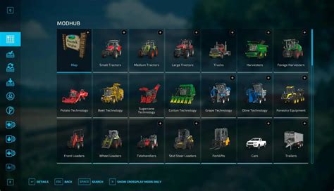 Interface du ModHub de Farming Simulator