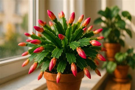Cactus de Noël en fleurs dans un intérieur