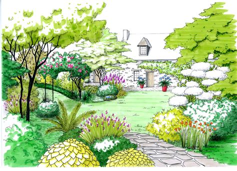 Illustration d'un jardin structuré avec des Choisya en massif
