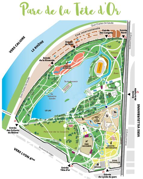 Infographie présentant les différents types d'activités au Parc de la Tête d'Or