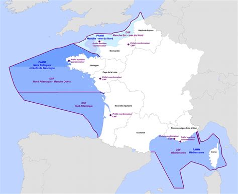 Carte des flux d'azote lié aux nitrates arrivant en mer par façade maritime en France
