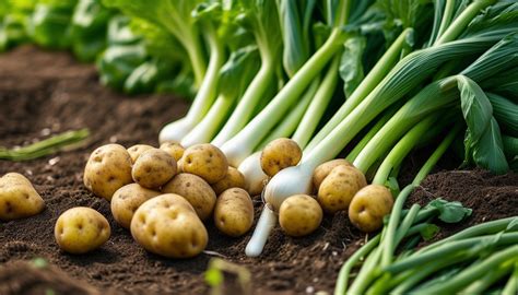 Schéma illustrant la coupe des poireaux et la préparation des pommes de terre