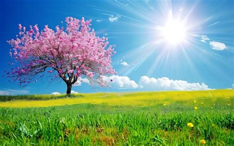 Verger d'abricotiers en fleurs sous un ciel ensoleillé
