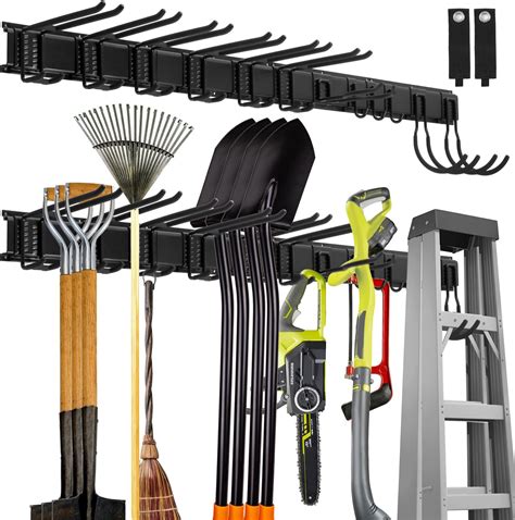 Schéma technique d'un support mural pour outils de jardin
