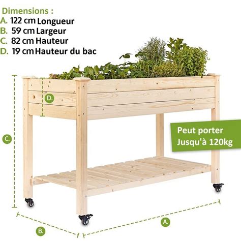 Carré potager sur roulettes en bois