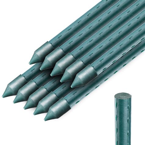 Schéma technique illustrant la structure interne en acier d'un tuteur avec son revêtement plastifié vert