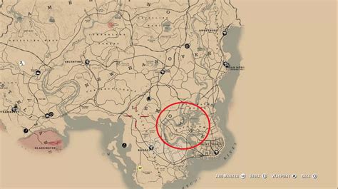 Carte de localisation du laurier rose dans la région de Lemoyne (RDR2)