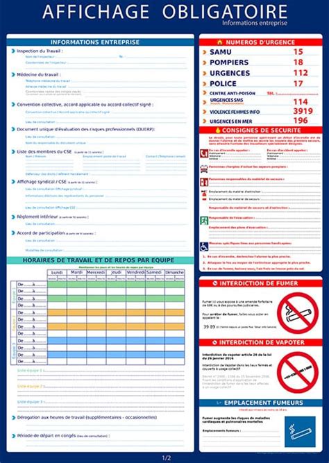 Comparaison des prix pour un panneau d'affichage obligatoire