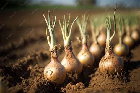 Champ d'oignons biologiques en pleine croissance