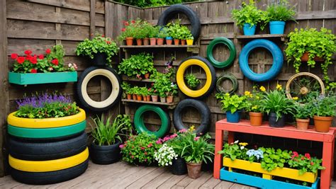Murale de jardin réalisée avec des matériaux recyclés
