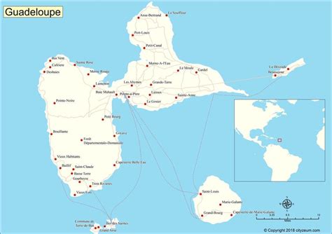 Carte de la Guadeloupe avec les lieux visités par Gregory Halpern