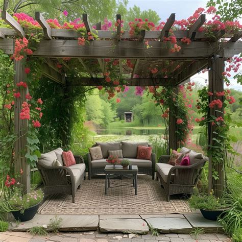 Petit jardin avec pergola et parterres surélevés