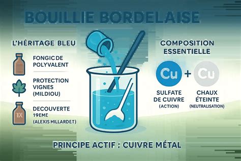 Schéma illustrant la composition chimique de la bouillie bordelaise (sulfate de cuivre et chaux)