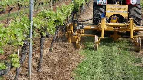 Illustration d'un porte-outil intercep en action dans un vignoble
