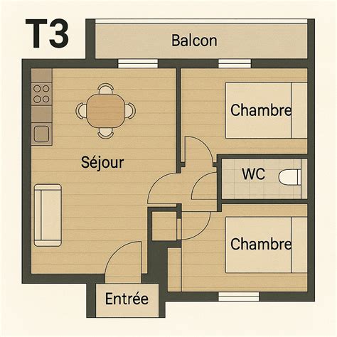 Intérieur moderne et lumineux d'un appartement T3 en Martinique