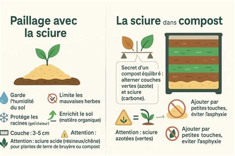 Diagramme des couches idéales pour un paillage à la sciure de bois