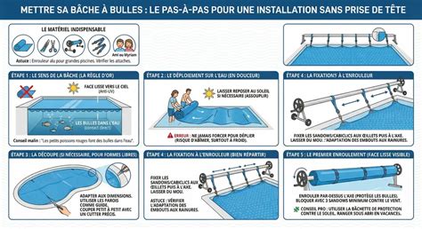Schéma explicatif d'une bâche à bulles posée sur une piscine rectangulaire 8x4 avec ses bordures de renfort